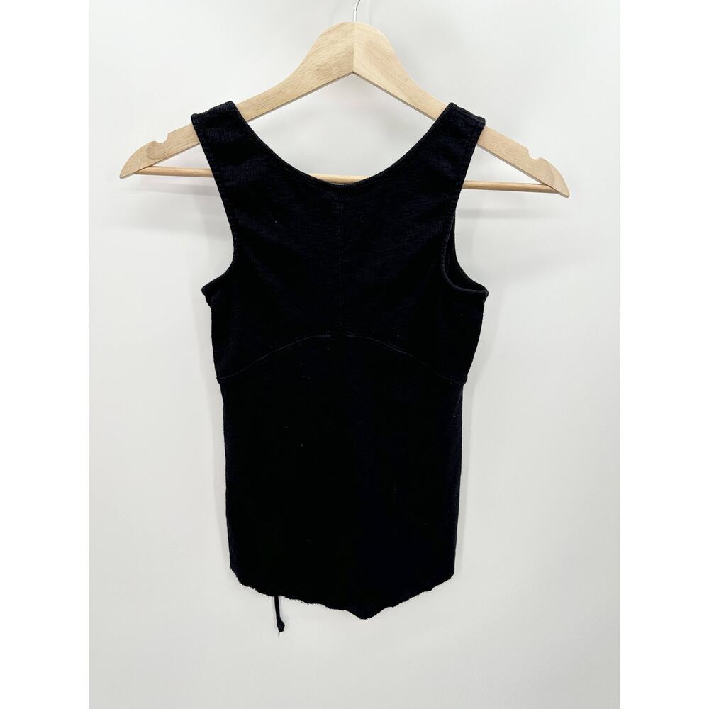 Free People Top Women SMALL Black Emmy Lou Lace-Up Neck Sleeveless Tank - Picture 2 of 10